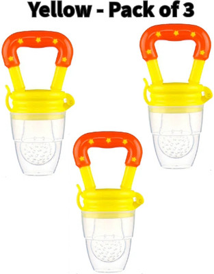 SIPRO Silicone Food/Fruit Nibbler, Soft Pacifier & Feeder Joystar | Feeder(YELLOW PACK OF 3)