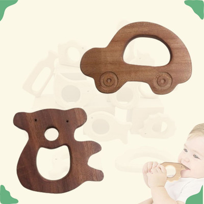 Craft Corner Neem Wooden Teether Combo For Kids First Toy Teether(Brown)