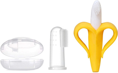 Enorme Silicone Banana Shaped Toothbrush Teether & Baby Silicone Finger Toothbrush Teether(Multicolor)