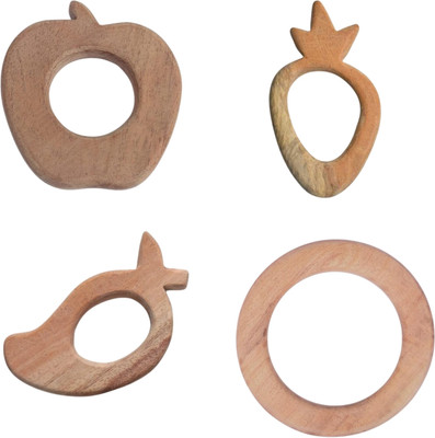 TRU TOYS Natural Wooden Neem Teether Combo Reusable Pacifiers Handmade Chew Soother Toy Teether(Pack of 2)