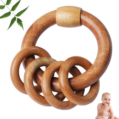 TINIGREEN Rattle-wood-T Teether(Natural)