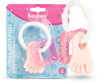 baybee Baby Rattles Ring Silicon Teether Toys for Babies with Smooth Edges 3-12 Months Teether(Pink)