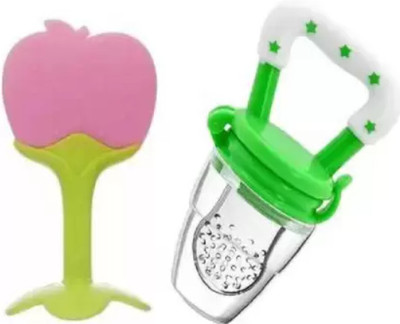 smilykid Baby Fruit Nibbler Food Feeder With Silicone Teether Teether and Feeder Teether and Feeder(Pink, Green)