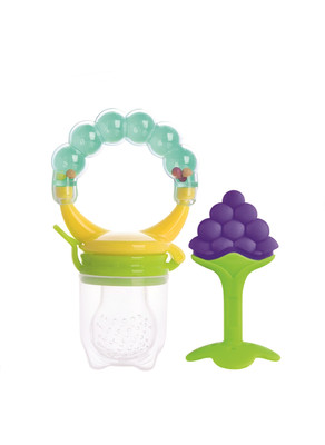 Roforuf baby fruit shape teether & rattle Fruit Feeder (pack of 2) Teether and Feeder(Multicolor)
