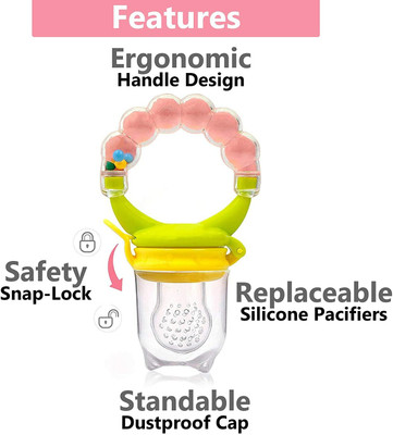 Prettify My NewBorn Baby Silicone Nibbler Attach With Rattle Teether pack Of 1 Teether and Feeder(Multicolor)