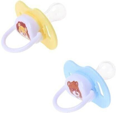 Lilz caress Non-Toxic BPA-Free Silicone Safe and Flexible Soft Nipple Baby Pacifier - Pack of 2- VN55 Soother(Multicolor)