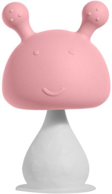 SHOPPIZONE Mushroom Shape Baby Teether with Rattle Made of Food Grade Silicone Teether(Pink)
