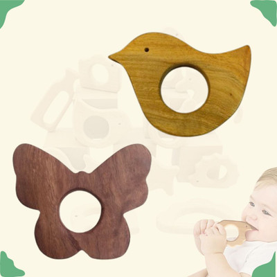 Craft Corner Neem Wooden Teether Combo For Kids First Toy Teether(Brown)