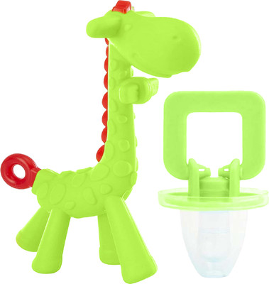 Jingle Kids Baby Silicone Giraffe Shape Teething With Silicone Pacifier BPA Free Teether and Feeder(Green Giraffe)