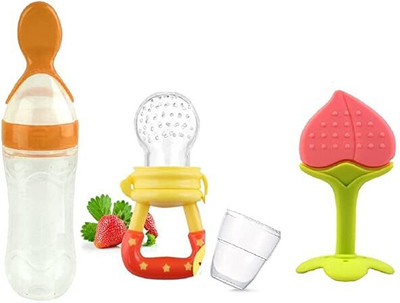 Jetrive Baby Silicone Nibbler for Fruit Feeder & Fruit Shape Teether for Baby combo Teether and Feeder(Multicolor)