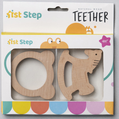 1st Step Teether Made Of Natural Wood With No Sharp Edges Teether(Brown 2)