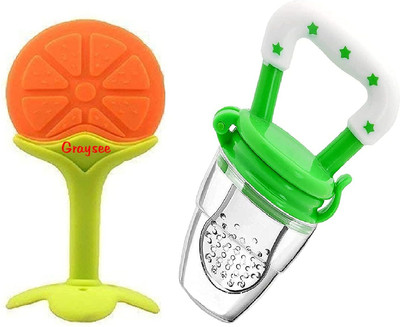 smilykid Baby infant feeding pacifier feeder nibbler silicone fruits Teether and Feeder(Yellow)
