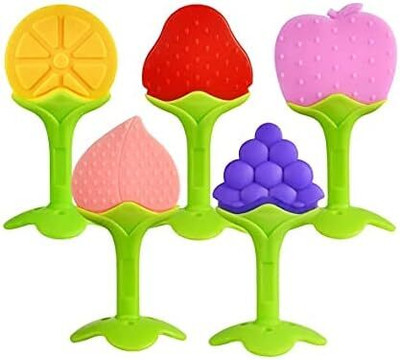 smilykid Fruit Shaped Silicone Teether Organic Teething Toy Chews Nibbler for Baby Teether(Multicolor)