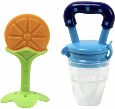 smilykid Presents HEALTHY GIFT FOR BABIES Teether and Feeder(BLUE AND ORANGE COLOR)