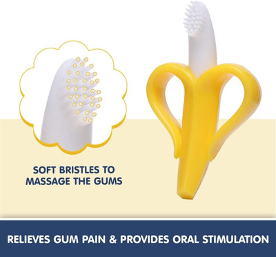 Wuxxa Silicone Banana Shaped Teething Baby Toothbrush Teether(Multicolor)