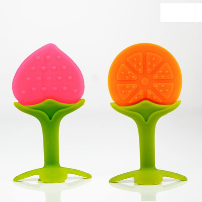CHANAK Baby Silicone Teether, Fruit Teether For Toddlers, Silicone Teether, Non-Toxic Teether(Orange & Pink)