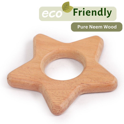 opatoys Wooden Neem Teether Star For 0 to 24 Months Babies Teether(Natural)