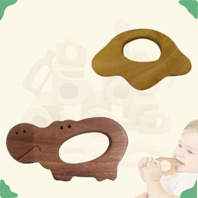 Craft Corner Neem Wooden Teether Combo For Kids First Toy Teether(Brown)
