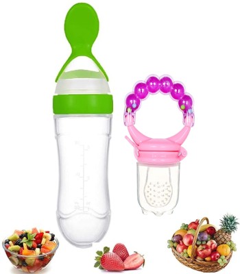 SuperDaze Rattle Massaging Silicone Nibbler & 90ML Newborn Baby Feeding Bottle Feeder(Multicolor)