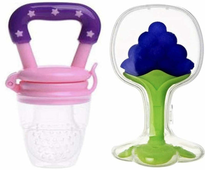 Alankrut Presents HEALTHY GIFT FOR BABIES Teether and Feeder(PINK AND PURPLE COLOR)