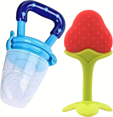 Babylib BPA FREE silicon Baby Teether/soother Fruit Feeder Pack Of_2 Teether and Feeder(Blue, Multicolor)