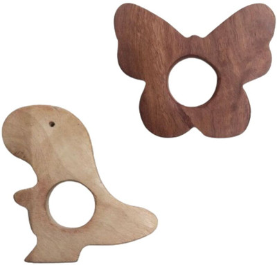 Craft Corner Neem Wooden Teether Combo For Kids First Toy Teether(Brown)
