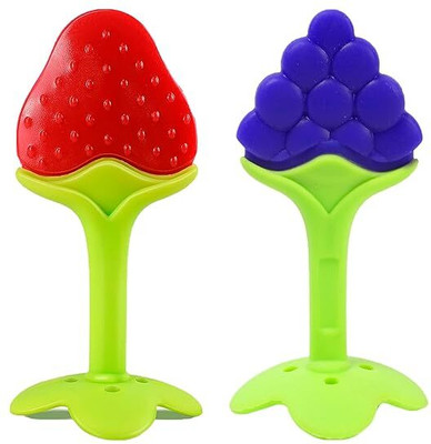 qtypie Silicone BPA Free Fruit Shape Teethers for Baby (Pack of 2) Teether and Feeder(Multicolor)