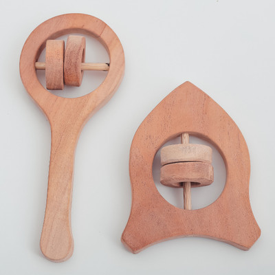 RISKWIN Natural Neem Wood kids Teether – Handmade Animal Shapes Teether(Brown)