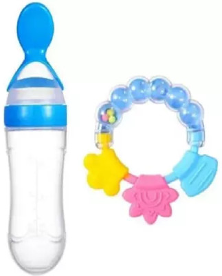 fancydressworld BlueSpnFeeder_BlueRingTeether Feeder(Spoon Feeder And Fruits Feeder2)