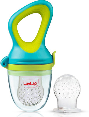 LuvLap Elegant Silicone Food/Fruit Nibbler with Extra Mesh, Soft Pacifier & feeder Feeder(Blue & Green)