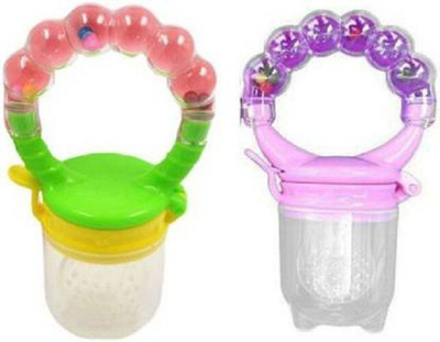 smilykid Combo of Two BPA-Free Silicone Food Nibbler for Fruit and Veggie Teether and Fe Teether and Feeder(Multicolor)