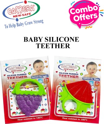 Camera Baby Corporation CAMERA BABY SILICONE TEETHER (PACK OF 2) BPA-FREE Teether(PURPLE & RED)