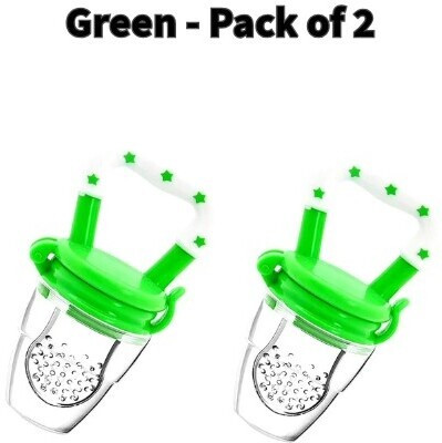 SIPRO Silicone Food/Fruit Nibbler, Soft Pacifier & Feeder (Joystar Green) Pack of 2 Feeder(Green- Pack of 2)