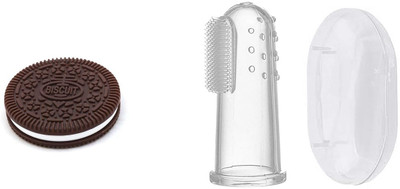 Aabhir Traders Silicone Biscuit Oreo Shape Teether And Baby Silicone Finger ToothBrush Teether(Multicolor)