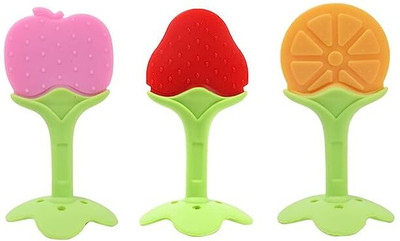 Roforuf Silicon Fruit Shape Baby Teether/Silicone Dental Care (pack of 3) Teether(Multicolor)
