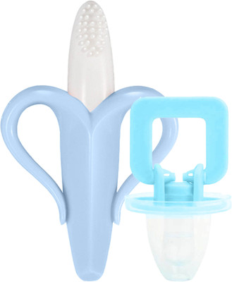 Jingle Kids Baby Silicone Banana Shape Teething Toy With Pacifier Molar Teether BPA Free Teether and Feeder(PACIFIER BANANA)
