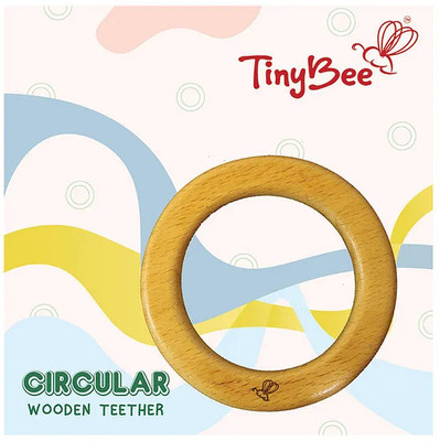 TinyBee Natural Wood Rings Without Paint Smooth Solid Wood Circles Bab Teether(Brown)