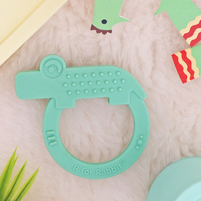 R for Rabbit Tiny Bites Zoobie Baby Silicone Teether with Soft Edges and Choke-Free Design Teether(Green)