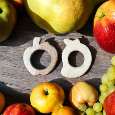 Devendra art and craft Neem Wood Teethers -Mango, Apple Shapes Teether(Brown)