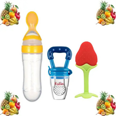 KERA WHITE Smart Baby Feeding & Teething Trio Teether and Feeder(Multicolor)