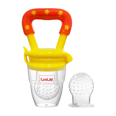 LuvLap Joystar Silicone Food/Fruit Nibbler with Extra Mesh, Soft Pacifier & feeder Feeder(Yellow & Red)