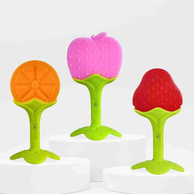 REYANSH KIFAYATI STORE Fruits Shape Teethers for Baby, Baby Chew Toys & Mittens Teether(Combo of 3 Teethers Orange, Apple & Strawberry Shape)
