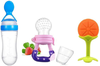 smilykid Baby Food Fruit Nibbler Feeder |Teether for Baby | Baby Bpa Free Combo Pack of 3 Teether and Feeder(Multicolor 5)
