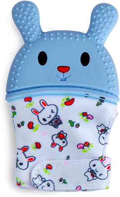 Baby Moo Rabbits Eat Carrots Blue Teething Mitten Teether(Blue)