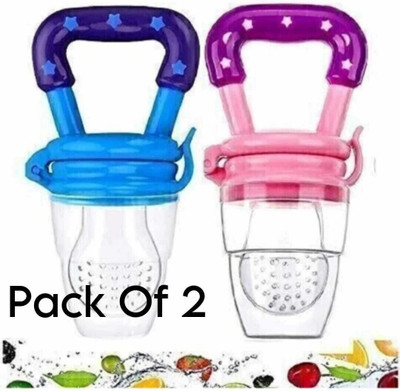 DIVYA MART Combo OF 2 Slicon Food /Fruit Nibbler With Extra Mesh,( Soft Pacifier Feeder) Teether and Feeder(Blue, Pink)
