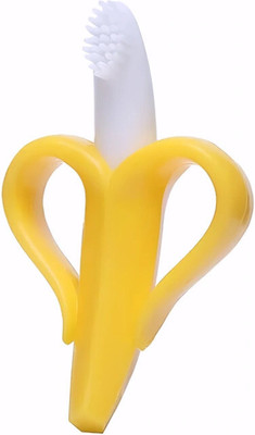 Bubblino Peel & Polish Teether – Banana-Shaped Soft Silicone Teether for Infants (3M+) Teether(Yellow)