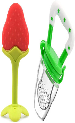CHILD CHIC Baby Silicone Teether for 0-12 Months Baby & Fruit Nibbler Feeder for Babies Teether and Feeder(Multicolor 6)