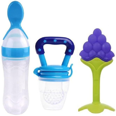 Chicbunny (3pc) Combo Set For Your New Born Babies Teether and Feeder(Multicolor)