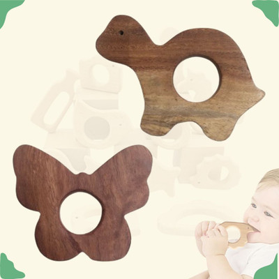 Craft Corner Neem Wooden Teether Combo For Kids First Toy Teether(Brown)