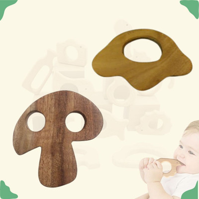 Craft Corner Neem Wooden Teether Combo For Kids First Toy Teether(Brown)